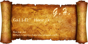Galló Henrik névjegykártya